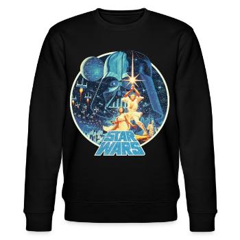 Star Wars Galaxie Mit Ikonischen Charakteren   - Stanley/Stella Unisex Bio-Sweatshirt CHANGER  - Schwarz - Vorne - Nik (191cm) & Marisol (170cm)