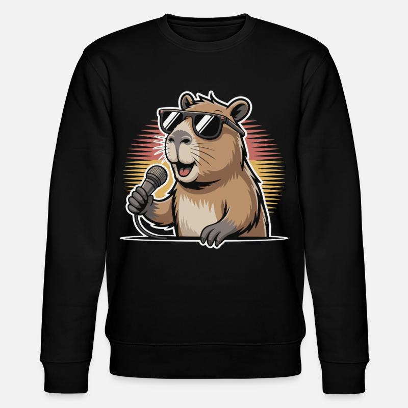 Singer Capybara with sunglasses - Stanley/Stella CHANGER Unisex Organic Sweatshirt - black