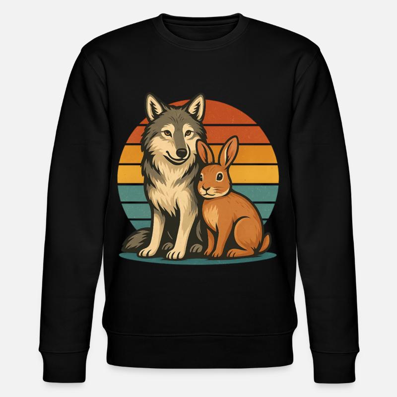 Wolf und Hase - Stanley/Stella Unisex Bio-Sweatshirt CHANGER  - Schwarz