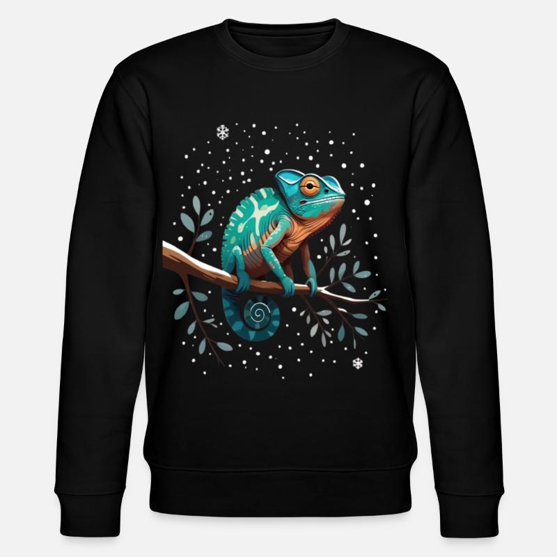 Chameleon on branch Sternenwald - Stanley/Stella CHANGER Unisex Organic Sweatshirt - black