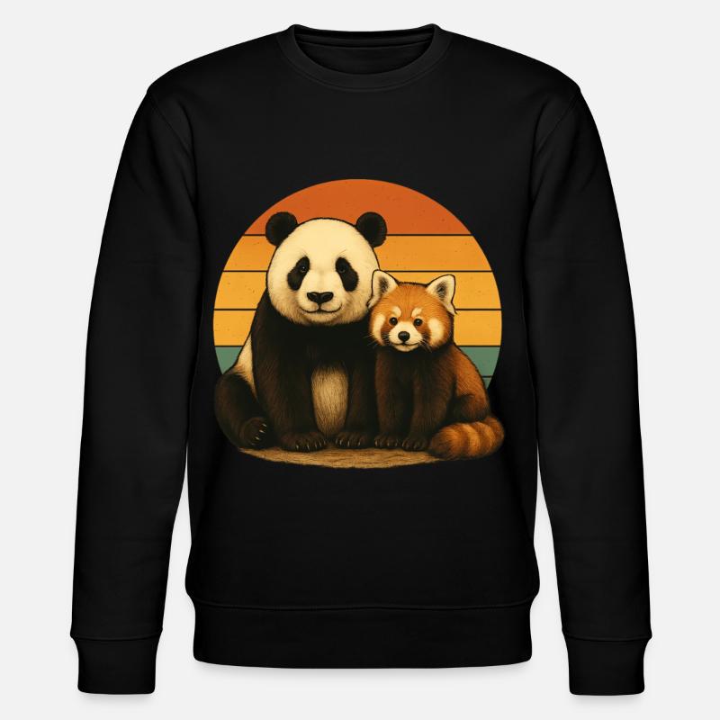 Panda Roter Panda Retro Tierfreunde - Stanley/Stella Unisex Bio-Sweatshirt CHANGER  - Schwarz