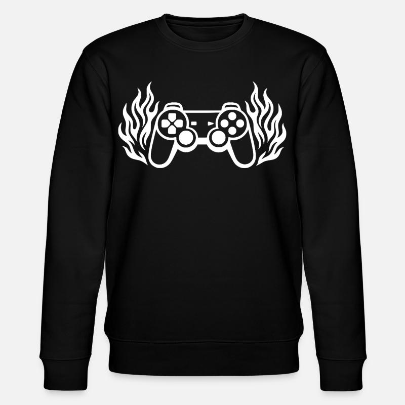 Flammen Controller, brennende Gamepad Grafik - Stanley/Stella Unisex Bio-Sweatshirt CHANGER  - Schwarz