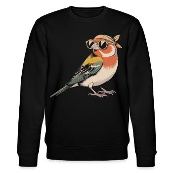 RetroVogel mit Bandana - Stanley/Stella Unisex Bio-Sweatshirt CHANGER  - Schwarz - Vorne - Nik (191cm) & Marisol (170cm)