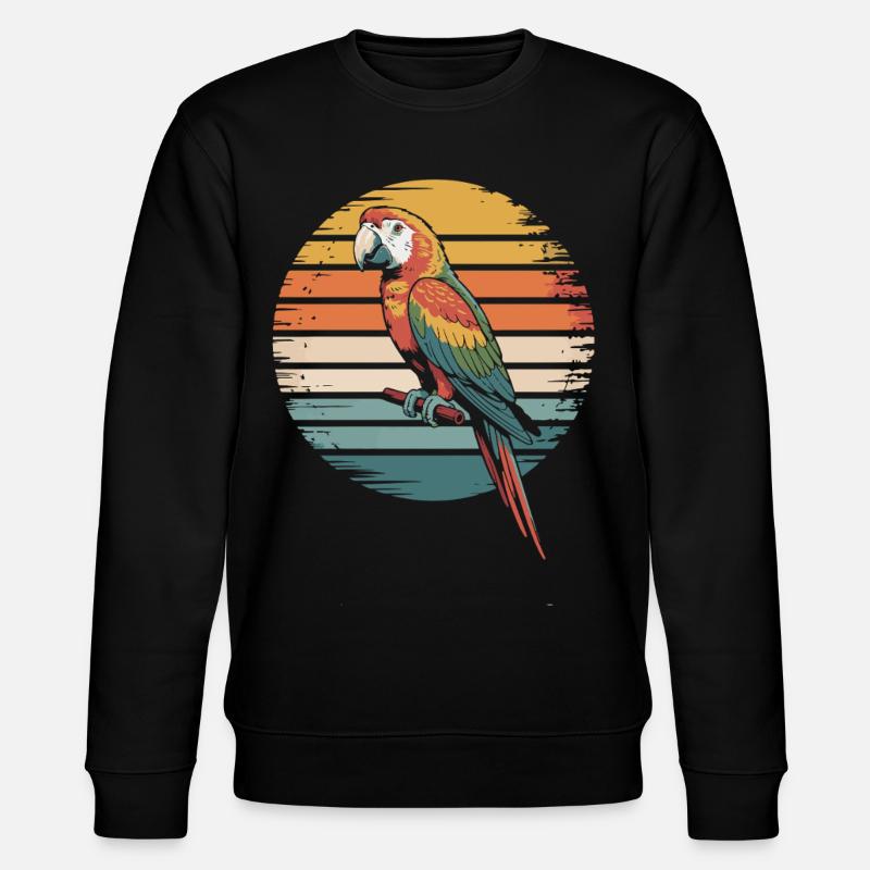 Bunter Papagei im Retro-Sonnenuntergang - Stanley/Stella Unisex Bio-Sweatshirt CHANGER  - Schwarz