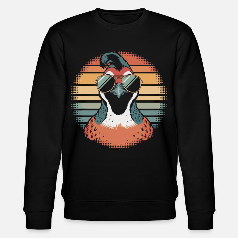 Retro Sonnenvogel mit Sonnenbrille - Stanley/Stella Unisex Bio-Sweatshirt CHANGER  - Schwarz