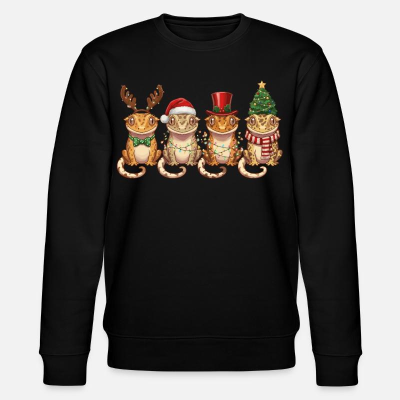 Kronengecko Weihnachtsmann Weihnachtsbeleuchtung - Stanley/Stella Unisex Bio-Sweatshirt CHANGER  - Schwarz