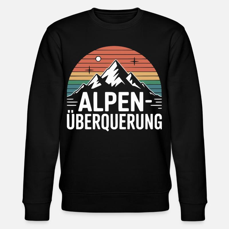 Alpen Überquerung Retro Berge Wandern - Stanley/Stella Unisex Bio-Sweatshirt CHANGER  - Schwarz