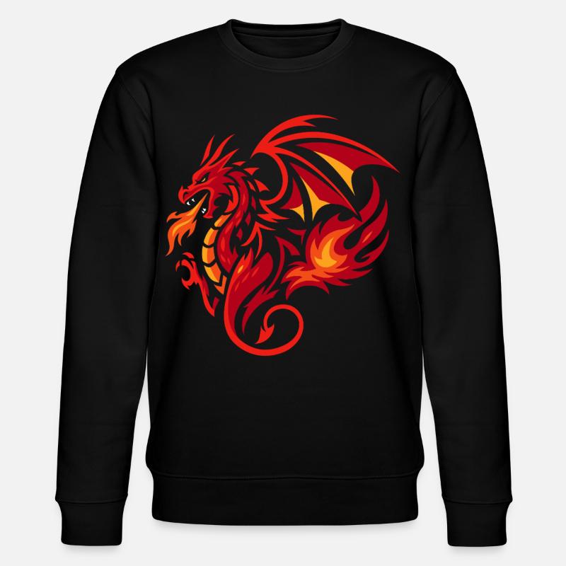 Tribal Drache Flammenrot Tattoo Stil - Stanley/Stella Unisex Bio-Sweatshirt CHANGER - Schwarz
