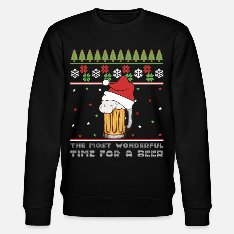 Weihnachtsbier Hässlicher Pullover Weihnachtsalkohol Hässlicher Aperitif - Stanley/Stella Unisex Bio-Sweatshirt CHANGER - Schwarz