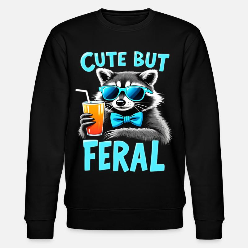 Süßer Waschbär, wild charmant - Stanley/Stella Unisex Bio-Sweatshirt CHANGER  - Schwarz