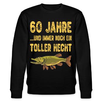60 Jahre Toller Hecht Angeln Angler Geschenk - Stanley/Stella Unisex Bio-Sweatshirt CHANGER  - Schwarz - Vorne - Nik (191cm) & Marisol (170cm)
