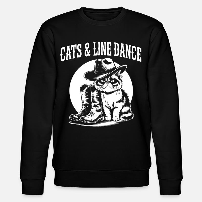 Katzen Line Dance Cowboy - Stanley/Stella Unisex Bio-Sweatshirt CHANGER  - Schwarz