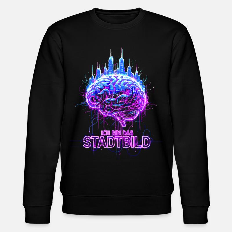 Ich Bin Das Stadtbild - Neon Gehirn - Stanley/Stella Unisex Bio-Sweatshirt CHANGER  - Schwarz
