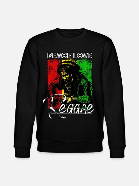 Frieden Liebe Reggae Rastafari Gitarre - Stanley/Stella Unisex Bio-Sweatshirt CHANGER  - Schwarz
