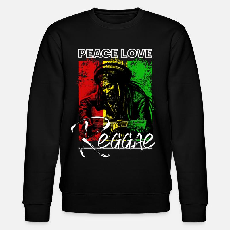 Frieden Liebe Reggae Rastafari Gitarre - Stanley/Stella Unisex Bio-Sweatshirt CHANGER  - Schwarz