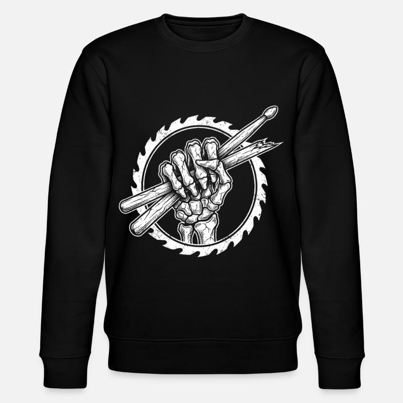Main squelette avec baguettes de batterie - Sweat bio CHANGER Stanley/Stella Unisexe - noir