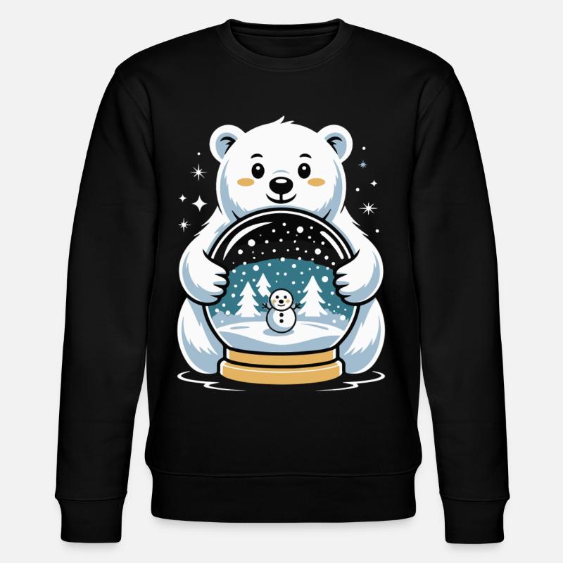 Polarbaer Schneekugel Impression - Stanley/Stella Unisex Bio-Sweatshirt CHANGER  - Schwarz