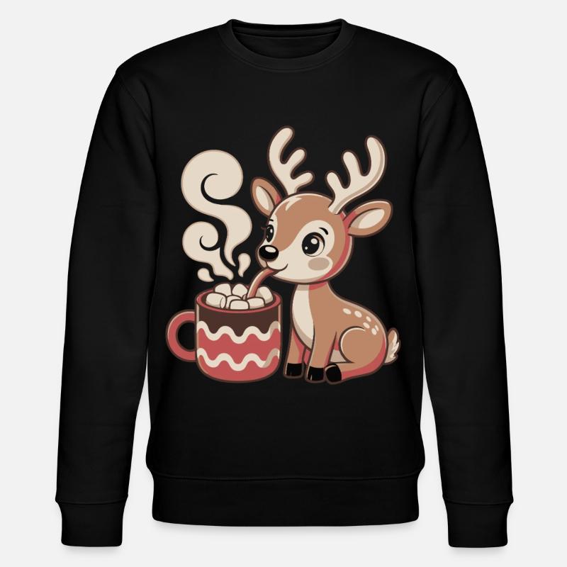 Le cerf câlin boit du cacao - Sweat bio CHANGER Stanley/Stella Unisexe - noir