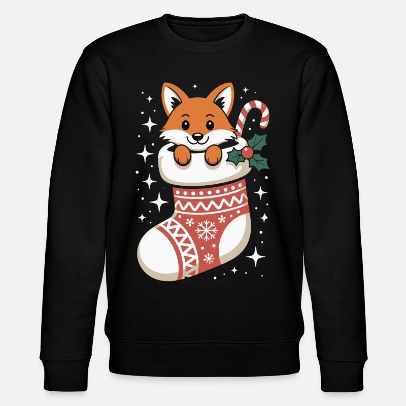 Renard en chaussette de Noël - Sweat bio CHANGER Stanley/Stella Unisexe - noir