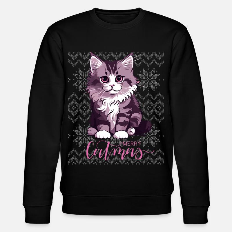 Chaton mauve Noël Catmas - Sweat bio CHANGER Stanley/Stella Unisexe - noir