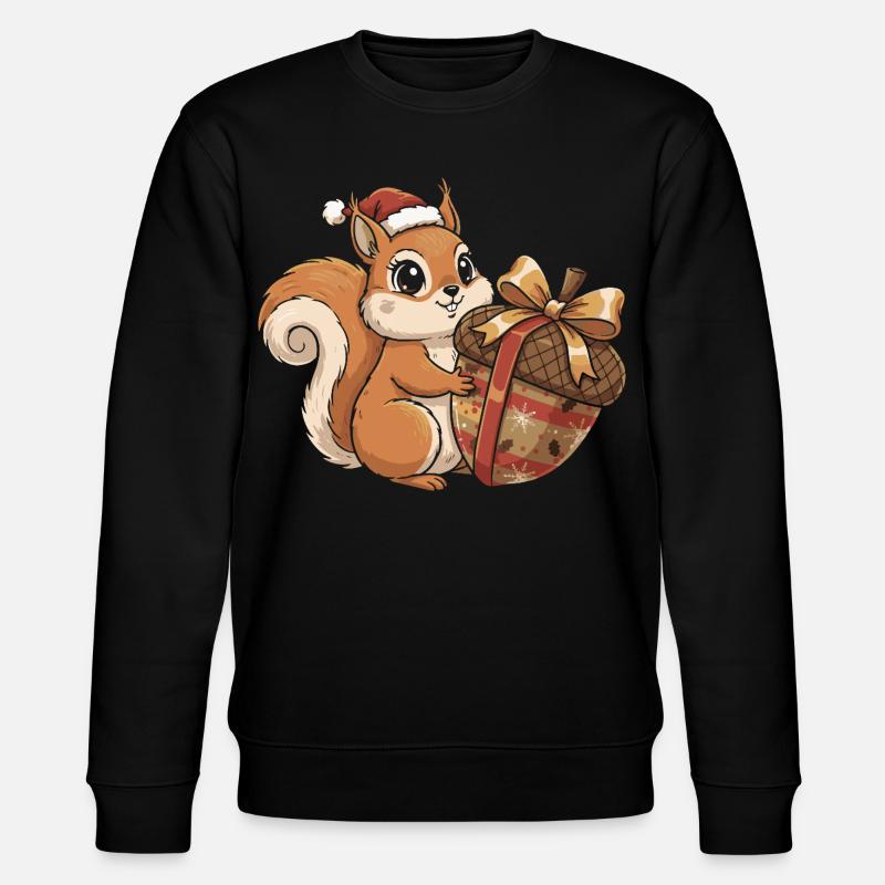 Winter Joy Squirrel Gift - Stanley/Stella CHANGER Unisex Organic Sweatshirt - black