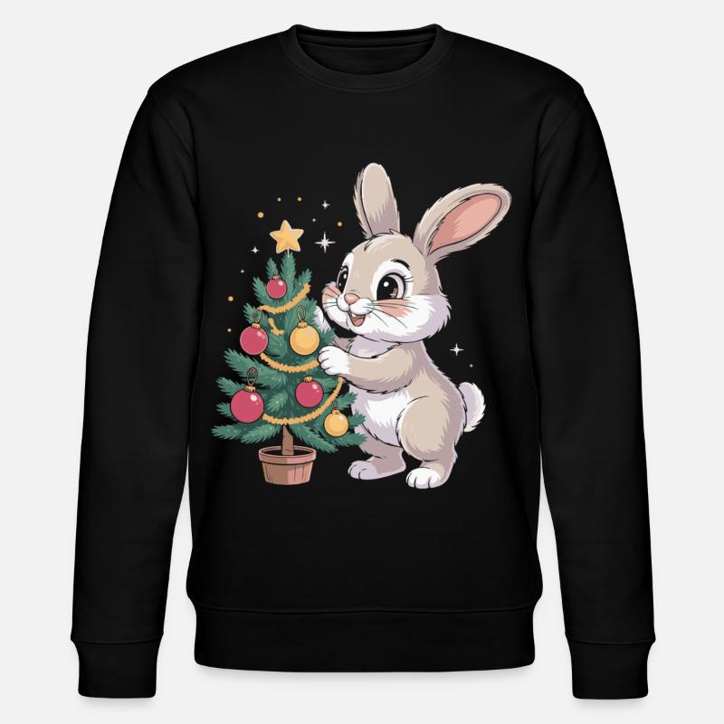 Osterhase schmückt Baum - Stanley/Stella Unisex Bio-Sweatshirt CHANGER - Schwarz