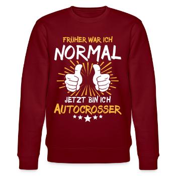 Autocrosser Saying - Stanley/Stella CHANGER Unisex Organic Sweatshirt - burgundy - Front - Nik (191cm) & Marisol (170cm)