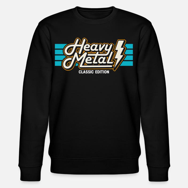 Retro Heavy Metal Abzeichen mit Blitz - Stanley/Stella Unisex Bio-Sweatshirt CHANGER  - Schwarz