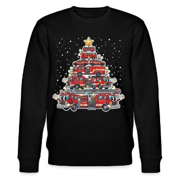 Lustiger Feuerwehrmann Baum Frohe Weihnachten Gesc - Stanley/Stella Unisex Bio-Sweatshirt CHANGER  - Schwarz - Vorne - Nik (191cm) & Marisol (170cm)