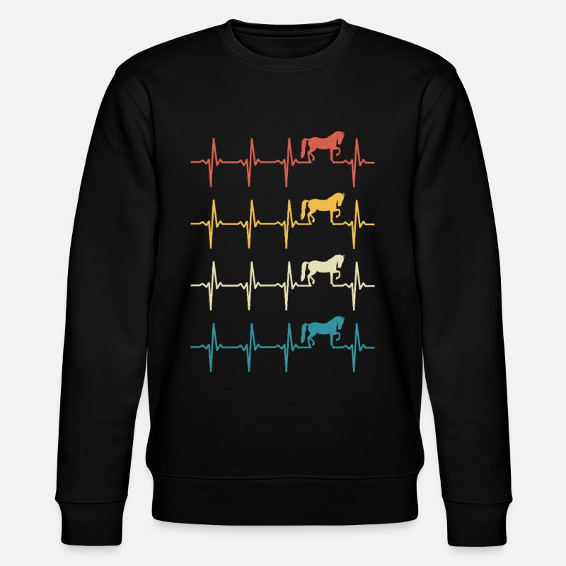 Retro Pferd Herzschlagpferd - Stanley/Stella Unisex Bio-Sweatshirt CHANGER  - Schwarz