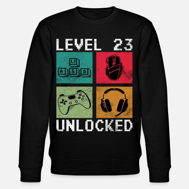 Level 23 Unlocks Pixel Gaming - Stanley/Stella CHANGER Unisex Organic Sweatshirt - black