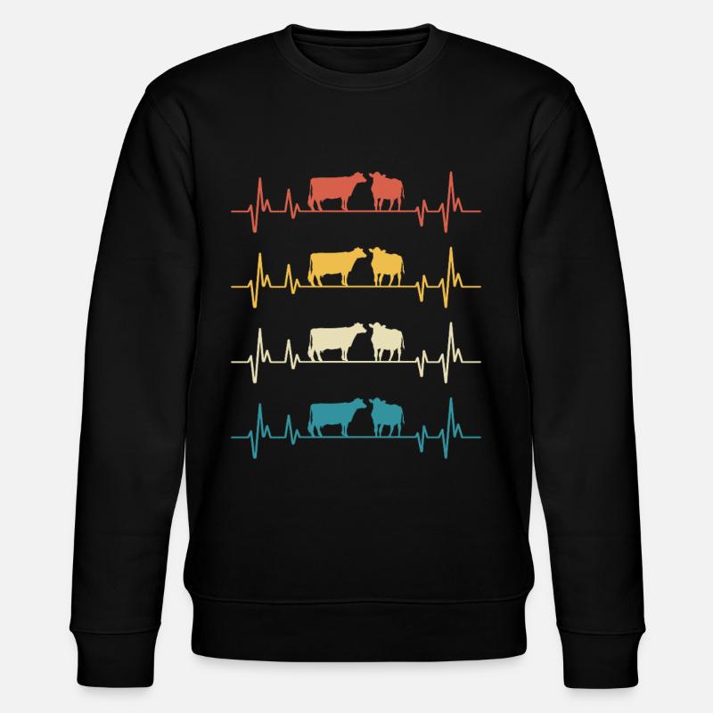 Retro Cows Herzschlag-Kuh-Geschenk - Stanley/Stella Unisex Bio-Sweatshirt CHANGER  - Schwarz