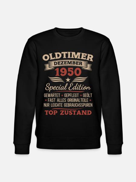 75th Birthday Gift Vintage Car December 1950 - Stanley/Stella CHANGER Unisex Organic Sweatshirt - black