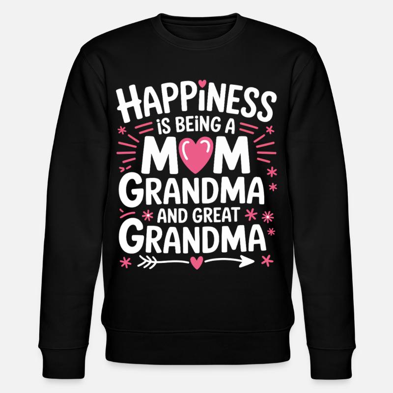 Happiness Design: Mama Oma Großmutter - Stanley/Stella Unisex Bio-Sweatshirt CHANGER  - Schwarz