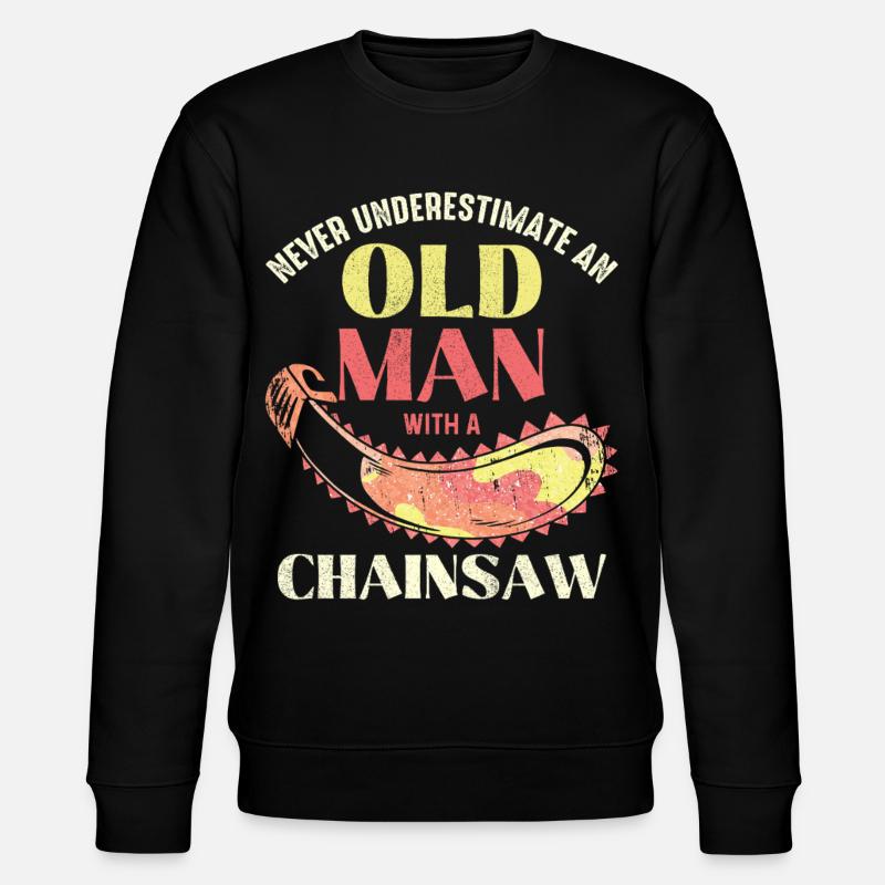 Old man with chainsaw - Stanley/Stella CHANGER Unisex Organic Sweatshirt - black