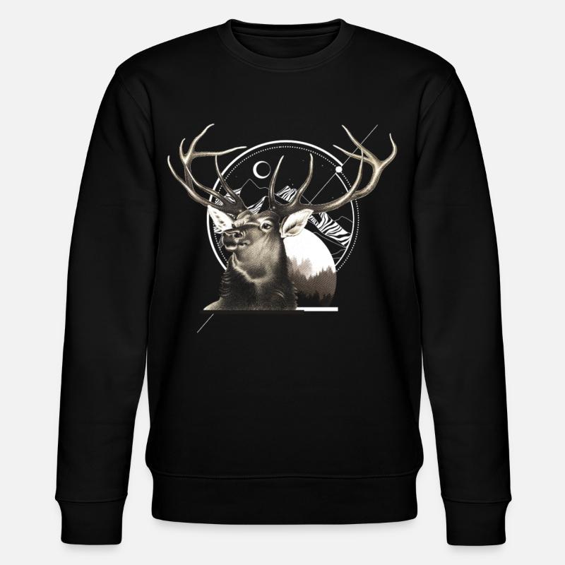 Berghirsch-Grafik - Stanley/Stella Unisex Bio-Sweatshirt CHANGER  - Schwarz