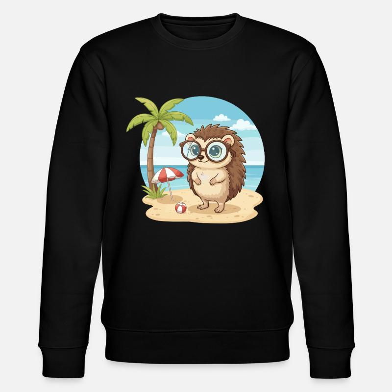 Süßer Igel mit Brille Strand-Sommerurlaub - Stanley/Stella Unisex Bio-Sweatshirt CHANGER  - Schwarz