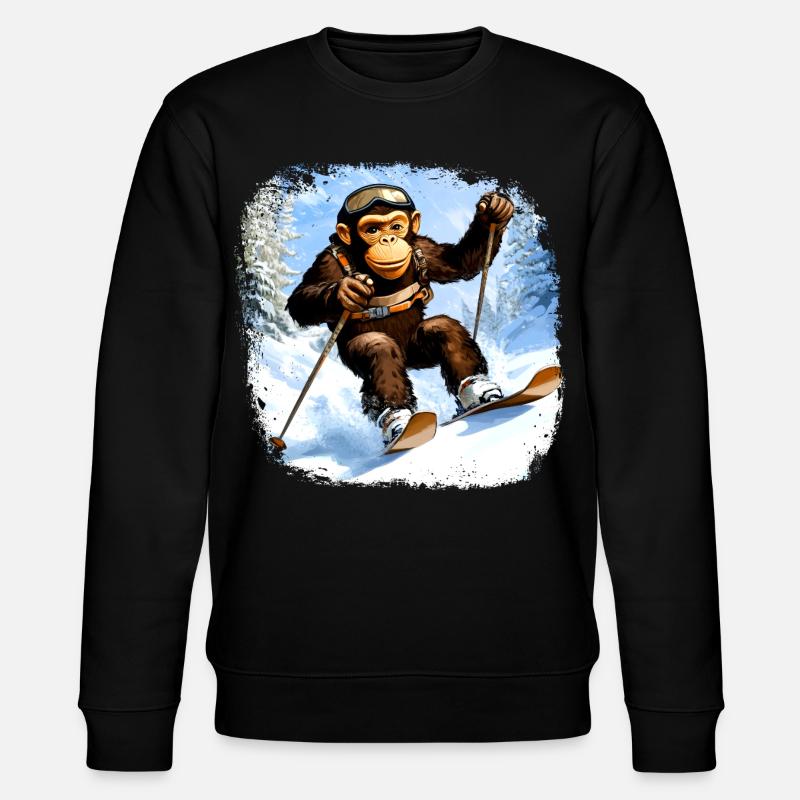 Affen Ski / Skifahrer Affe - Stanley/Stella Unisex Bio-Sweatshirt CHANGER  - Schwarz