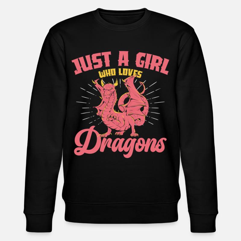 Nur ein Mädchen liebt Drachen - Stanley/Stella Unisex Bio-Sweatshirt CHANGER  - Schwarz