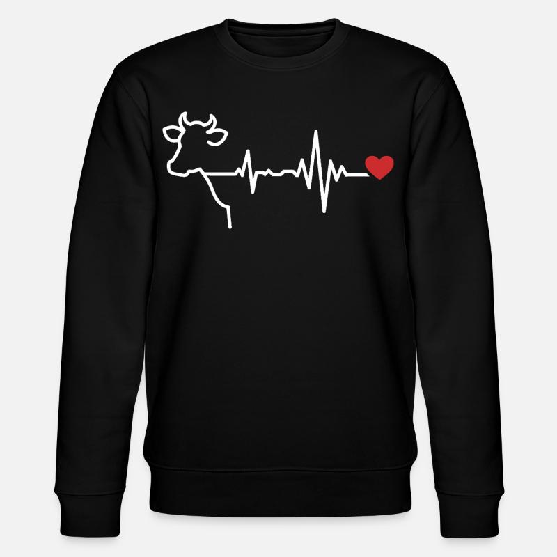 Kuh Herzschlag Linien-Design - Stanley/Stella Unisex Bio-Sweatshirt CHANGER - Schwarz
