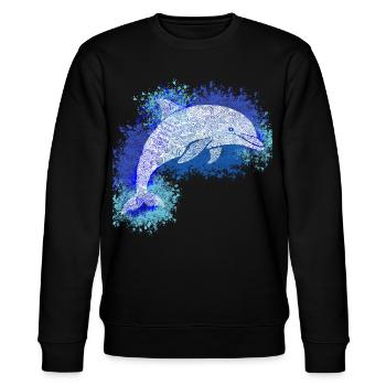 Zentangle-Delfin - Stanley/Stella Unisex Bio-Sweatshirt CHANGER  - Schwarz - Vorne - Nik (191cm) & Marisol (170cm)