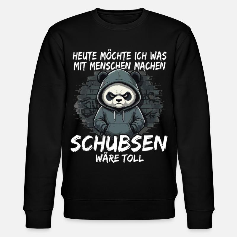 Grim Panda – Sarcastic Shoving - Stanley/Stella CHANGER Unisex Organic Sweatshirt - black