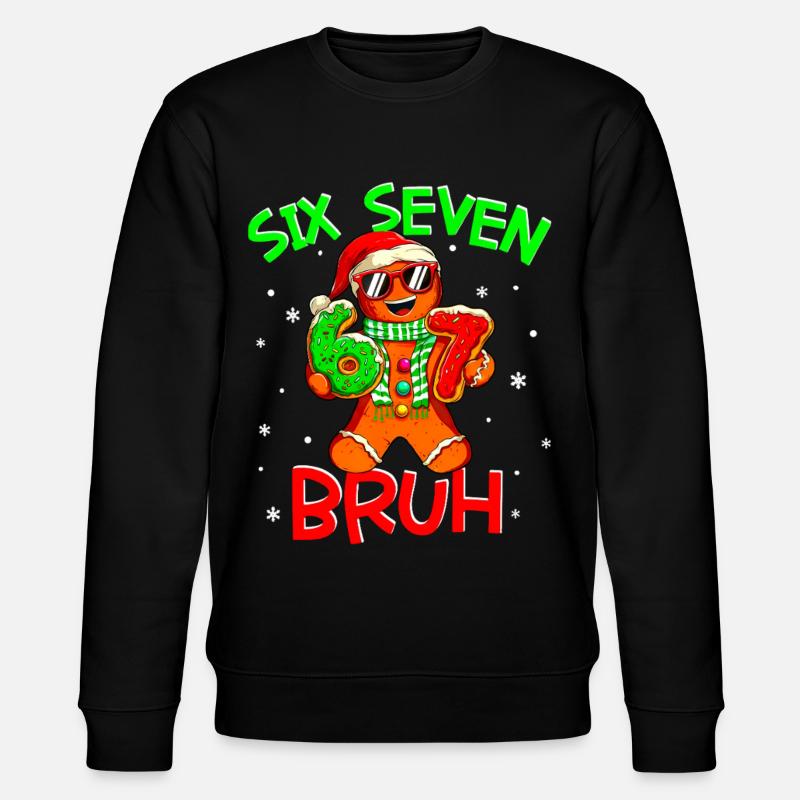 67 Christmas 6 7 Meme Gingerbread - Stanley/Stella Unisex Bio-Sweatshirt CHANGER  - Schwarz
