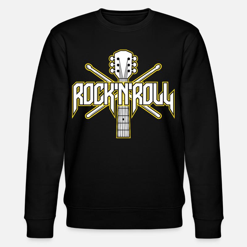 Rocknroll-Gitarre und Drumsticks-Emblem - Stanley/Stella Unisex Bio-Sweatshirt CHANGER  - Schwarz