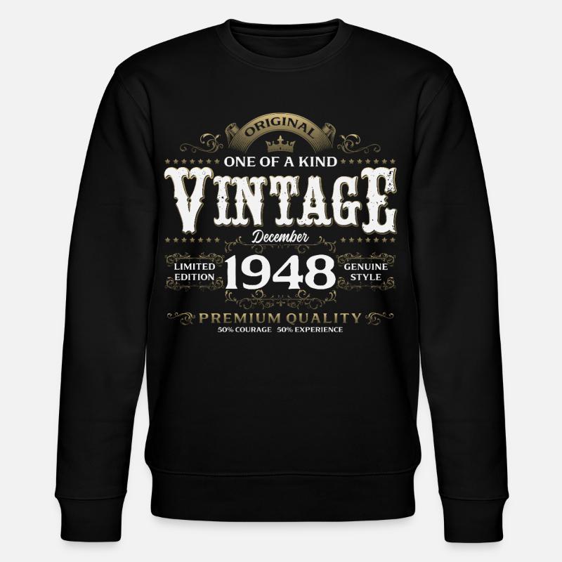 77e anniversaire Millésime décembre 1948 - Sweat bio CHANGER Stanley/Stella Unisexe - noir