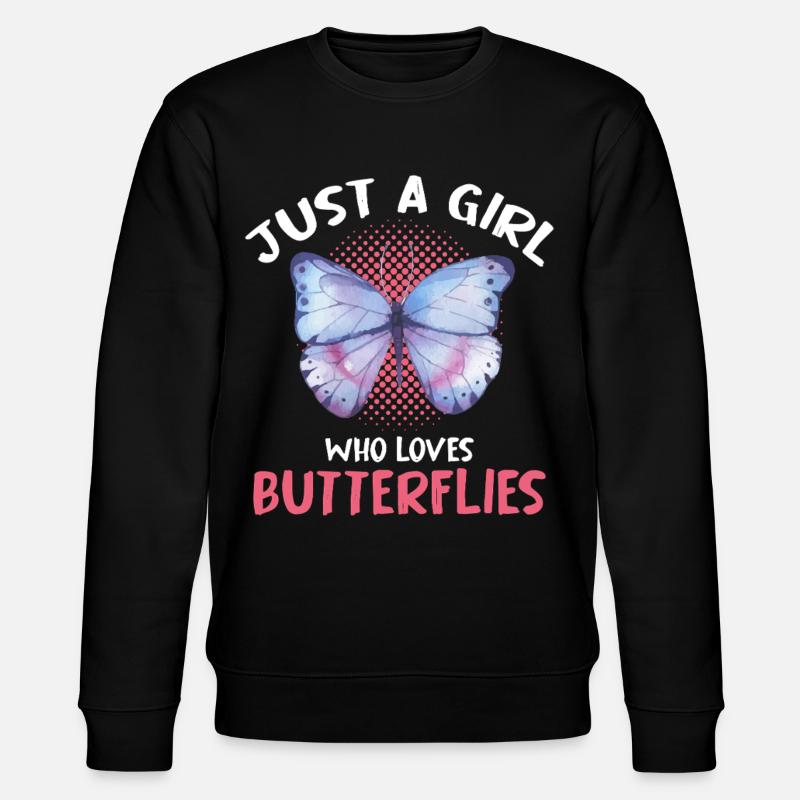 Nur ein Mädchen liebt Schmetterlinge - Stanley/Stella Unisex Bio-Sweatshirt CHANGER  - Schwarz