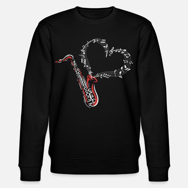 Saxofon Musikliebe Herz - Stanley/Stella Unisex Bio-Sweatshirt CHANGER  - Schwarz