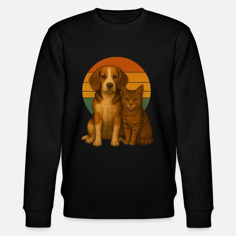Beagle und Katze - Stanley/Stella Unisex Bio-Sweatshirt CHANGER  - Schwarz