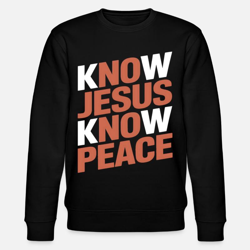 Know Jesus Know Peace - Stanley/Stella Unisex Bio-Sweatshirt CHANGER  - Schwarz