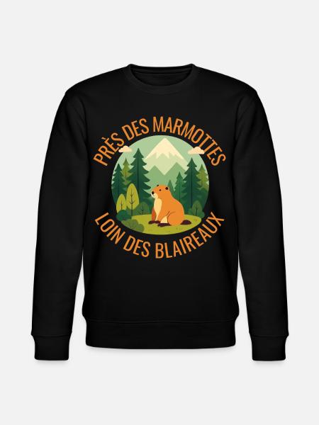 Alpine Marmot in the Forest - Stanley/Stella CHANGER Unisex Organic Sweatshirt - black